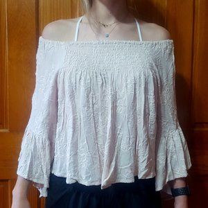 Womens off the shoulder flounce sleeve top